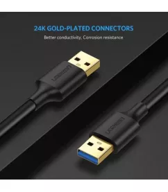 Кабель цифровий Ugreen US128 USB-A 3.0 - USB-A 3.0, 3 m Black 90576