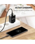 Зарядний кабель Ugreen US184 USB-A 3.0 - USB Type-C, 3A, QC3.0, 1.5 m Black 20883