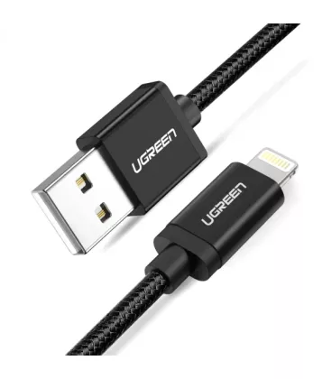 Кабель зарядний Ugreen US199 USB-A 2.0 - Lightning, MFI, 1.5 m Braided Alu Shell Fast Charge 60157