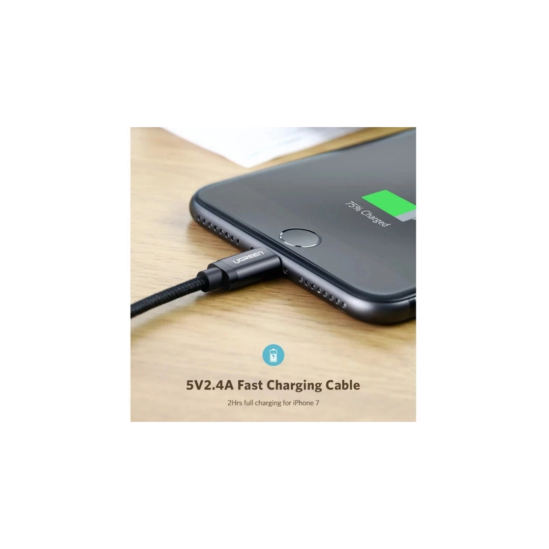 Кабель зарядний Ugreen US199 USB-A 2.0 - Lightning, MFI, 1.5 m Braided Alu Shell Fast Charge 60157 Кабель зарядний Ugreen US199 USB-A 2.0 - Lightning, MFI, 1.5 m Braided Alu Shell Fast Charge 60157