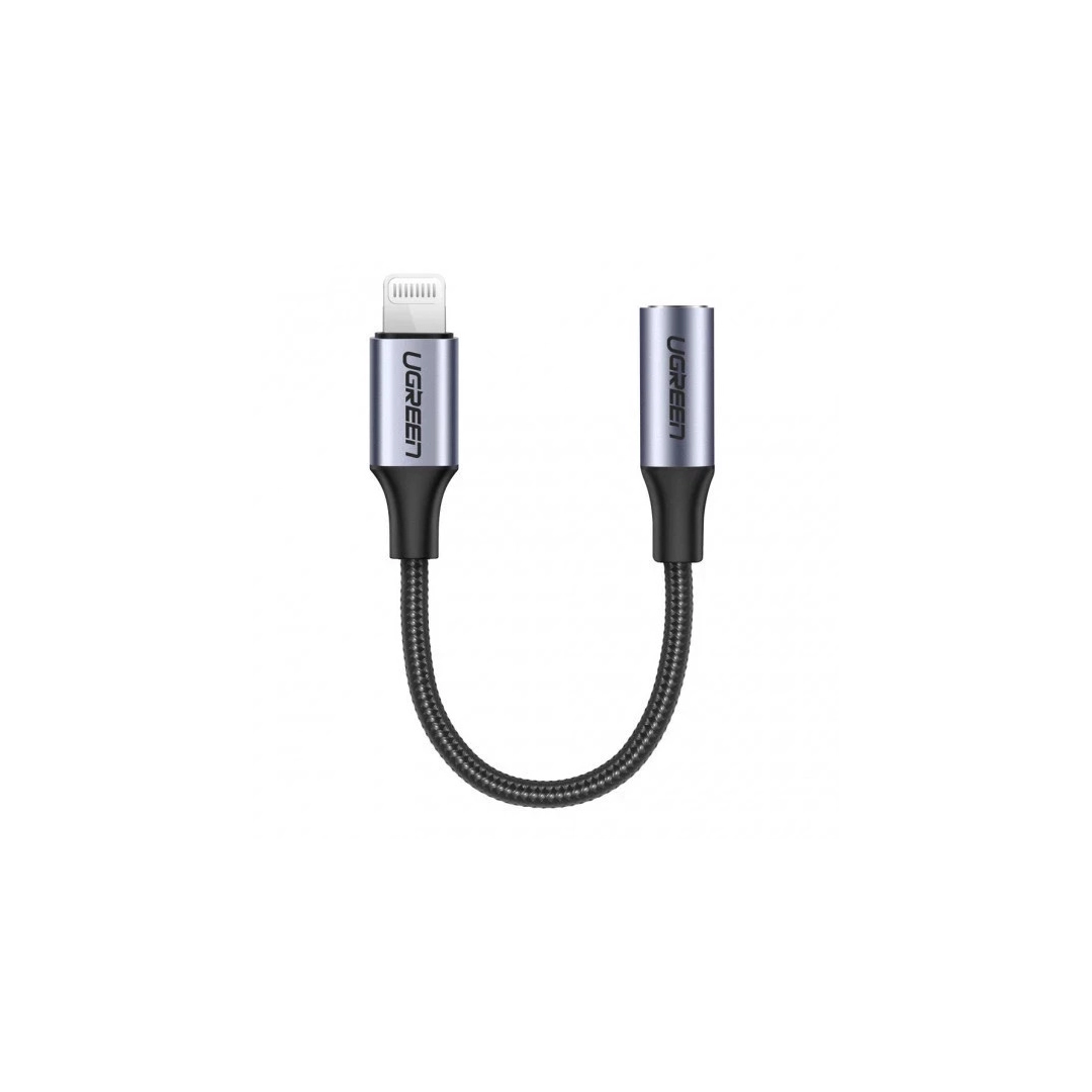 ЦАП і підсилювач Ugreen US211 3.5 mm Німецька Lightning Male Cable Braided with Aluminum Shell, 10 cm Black 30756