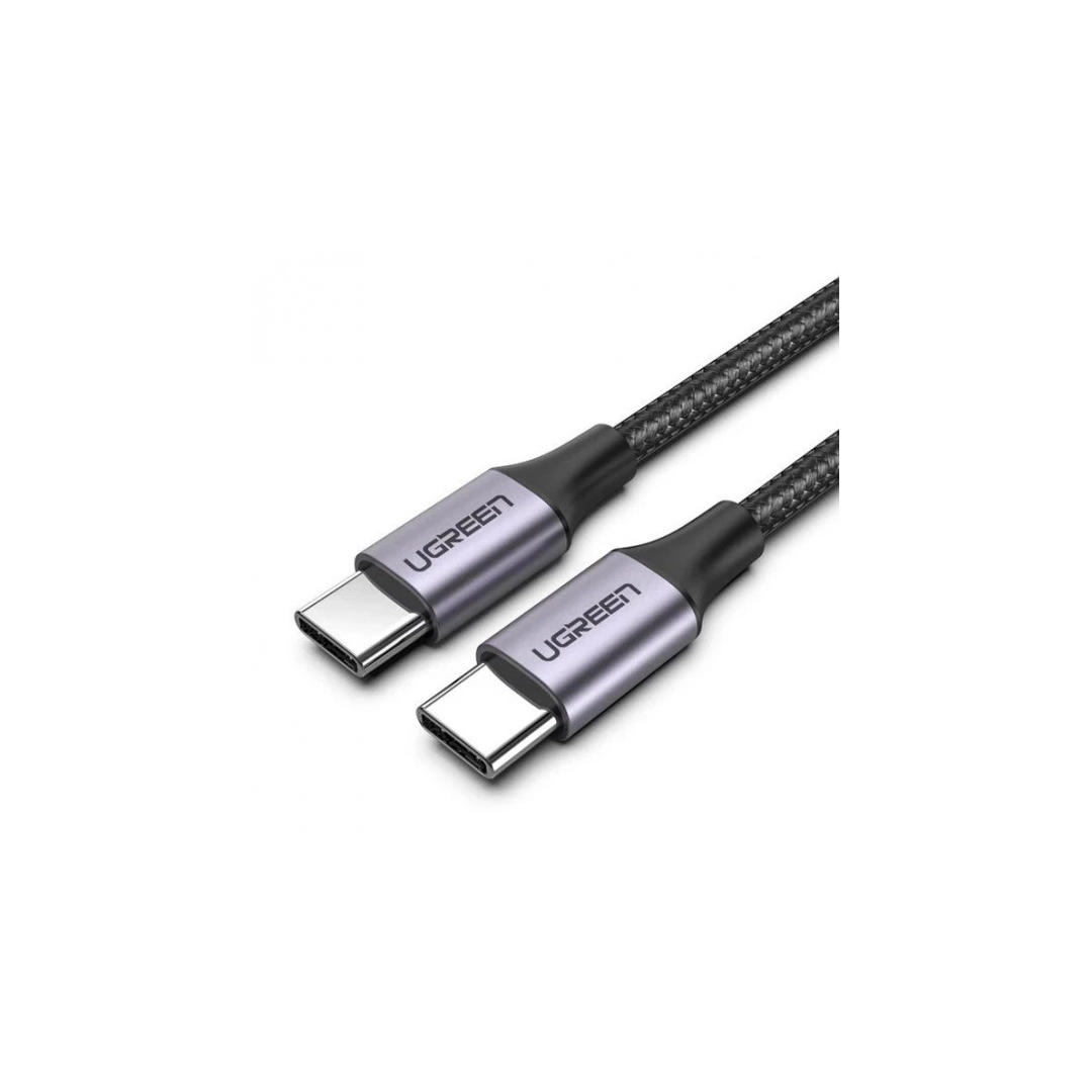 Кабель цифровий Ugreen US261 USB Type-C - USB Type-C Aluminum Shell, 1 m Gray Black 50150