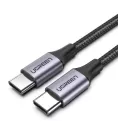 Кабель цифровий Ugreen US261 USB Type-C - USB Type-C Aluminum Shell, 1 m Gray Black 50150