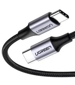 Кабель цифровий Ugreen US261 USB Type-C - USB Type-C Aluminum Shell, 2 m Gray Black 50152