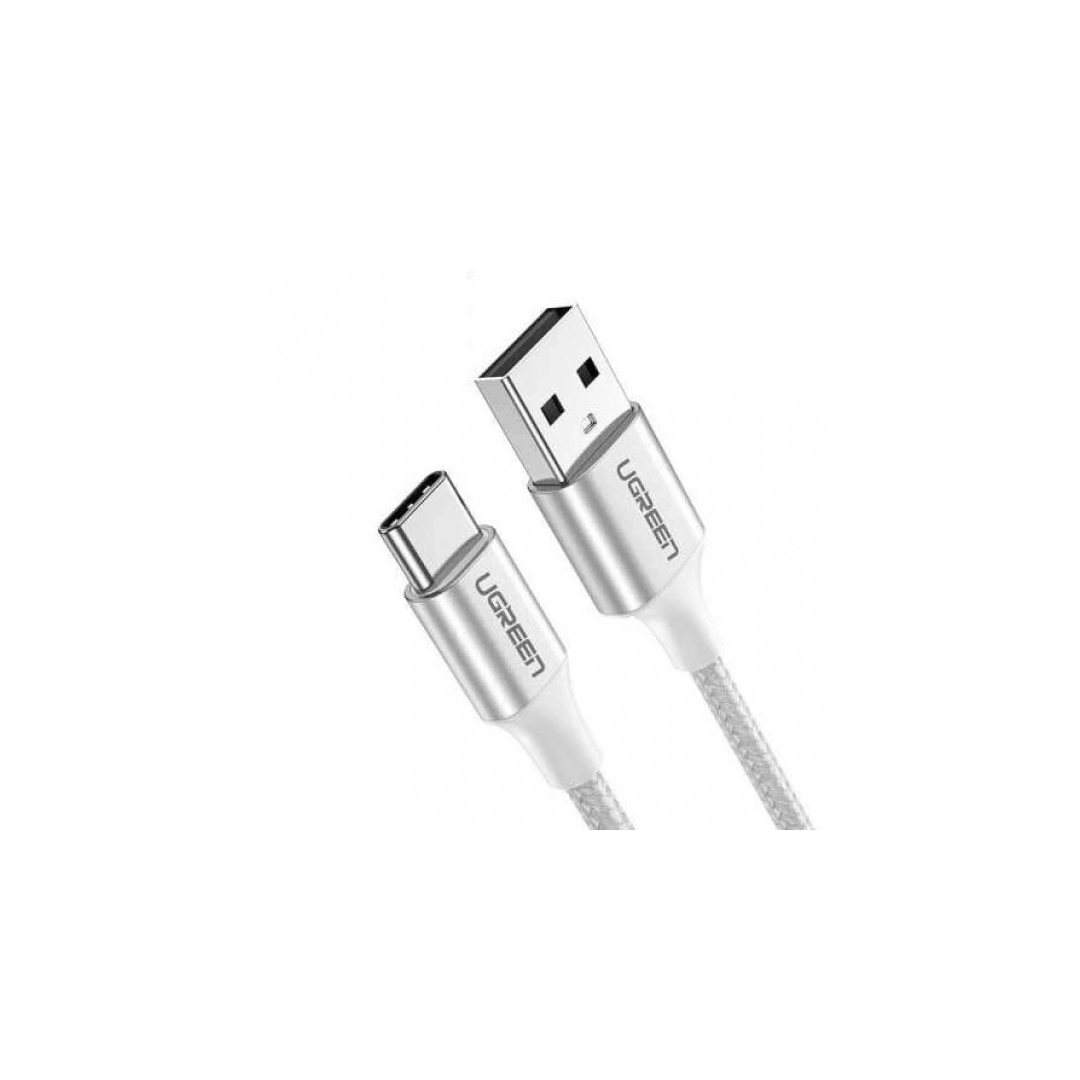 Кабель цифровий Ugreen US288 USB-A 2.0 - USB Type-C Aluminium Braid, 1.5 m White 60132