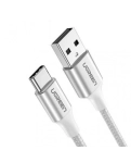 Кабель цифровий Ugreen US288 USB-A 2.0 - USB Type-C Aluminium Braid, 1.5 m White 60132