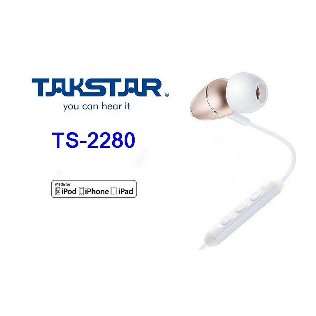 TS-2280 GOLDEN Takstar Headset Hands-free / Headset Apple MFi certification, perfectly compatible with iPhone, iPad and iPod