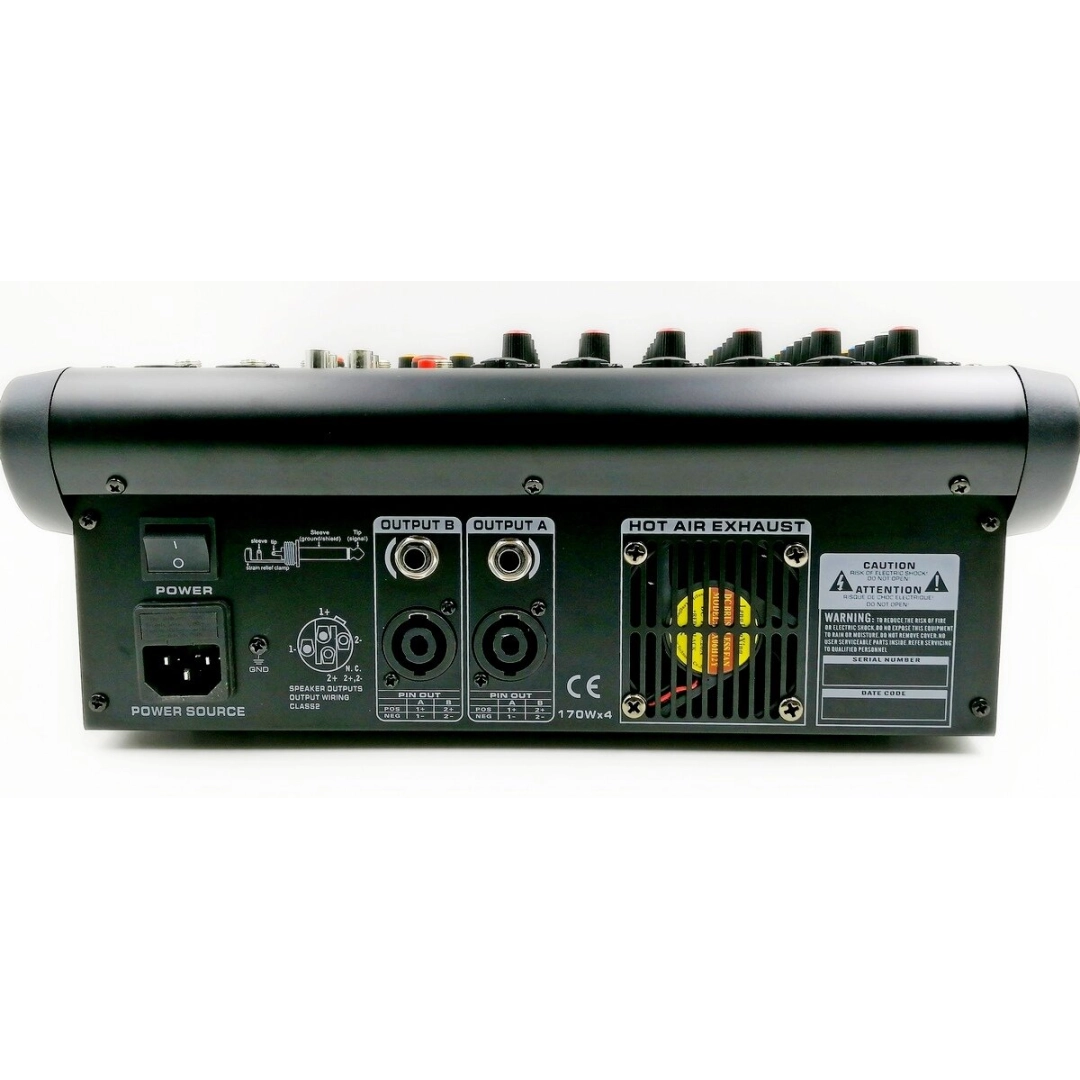 JB-600P JB sound Активний мікшерний пульт 6 каналів, процесор ефектів 32-біт, 99DSP програм, 2х170Вт на 4Ом JB-600P JB sound Активний мікшерний пульт 6 каналів, процесор ефектів 32-біт, 99DSP програм, 2х170Вт на 4Ом