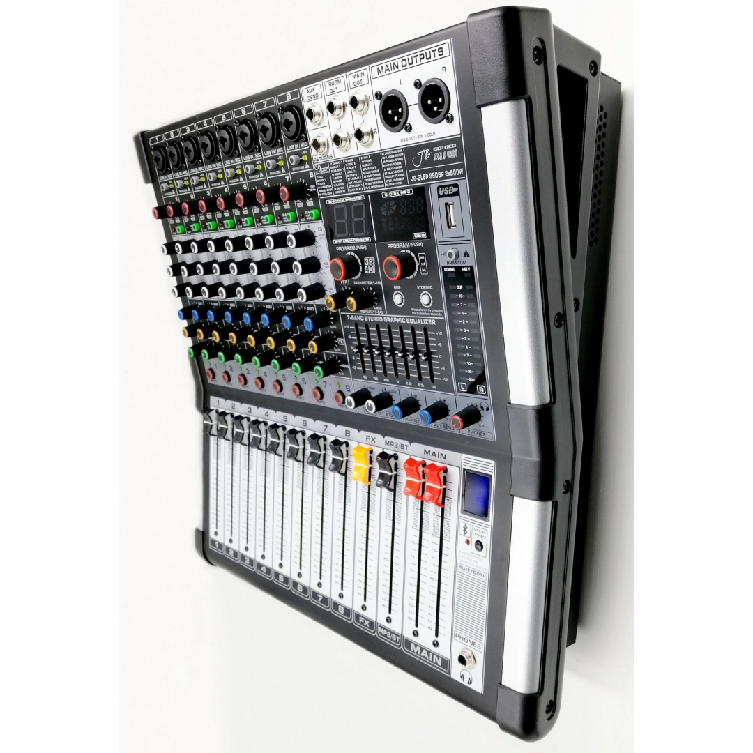JB-GL8P JB sound Активний мікшерний пульт 8 каналів, процесор ефектів 32-біт, 99DSP програм, 2х500Вт на 4Ом ,2х300Вт на 8Ом JB-GL8P JB sound Активний мікшерний пульт 8 каналів, процесор ефектів 32-біт, 99DSP програм, 2х500Вт на 4Ом ,2х300Вт на 8Ом
