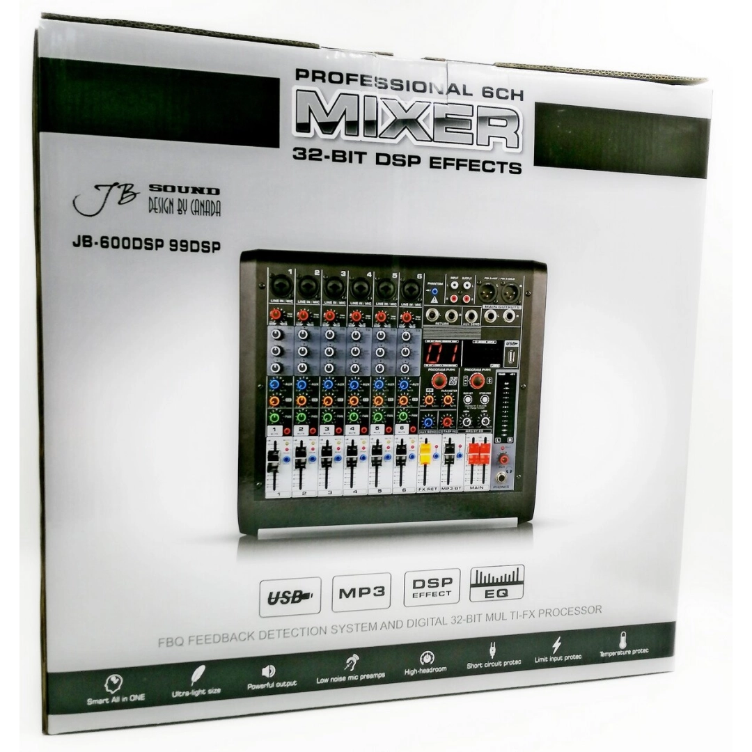 JB-600DSP JB sound Мікшерний пульт 6 каналів, процесор ефектів 32-біт, 99DSP JB-600DSP JB sound Мікшерний пульт 6 каналів, процесор ефектів 32-біт, 99DSP