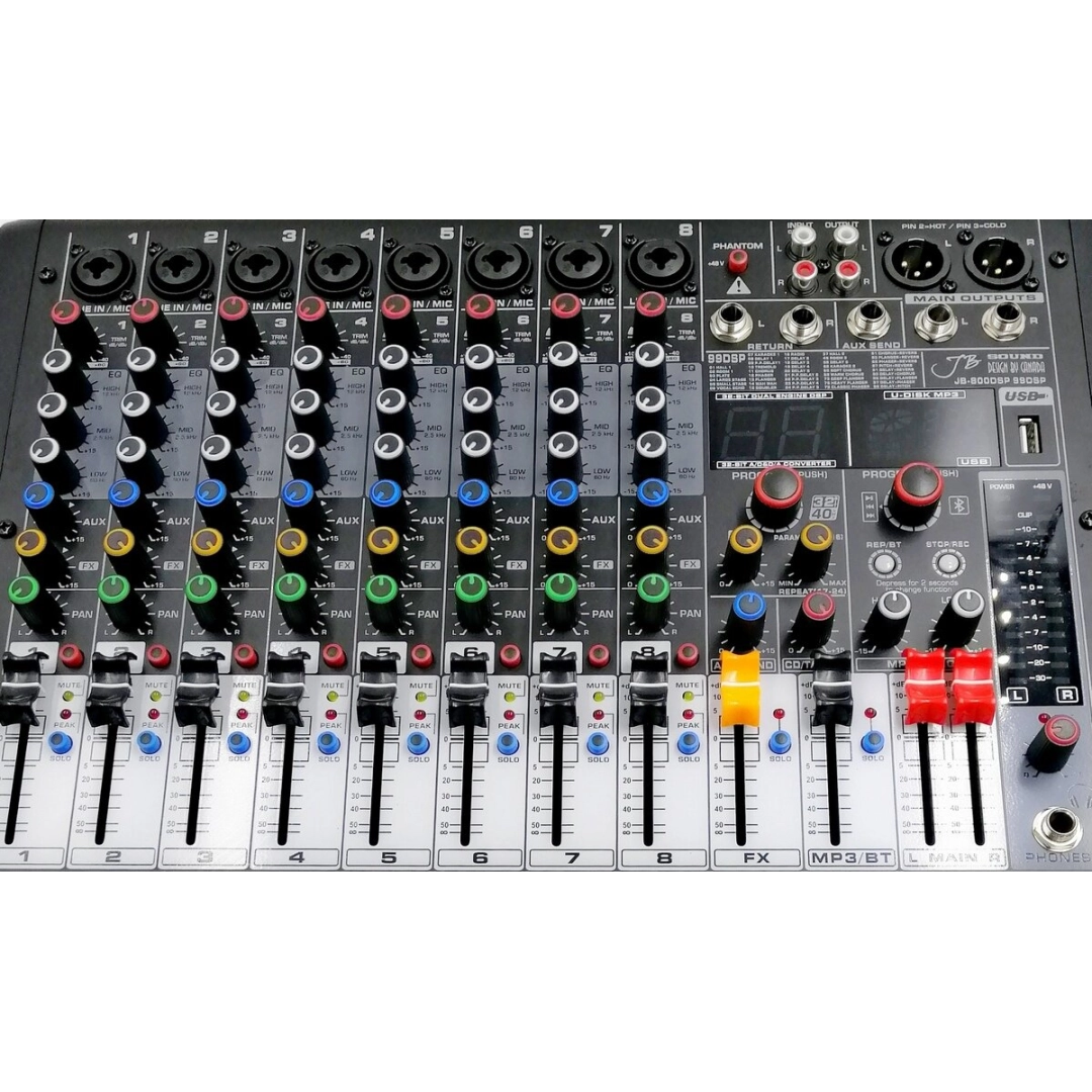 JB-800DSP JB sound Мікшерний пульт 8 каналів, процесор ефектів 32-біт, 99DSP JB-800DSP JB sound Мікшерний пульт 8 каналів, процесор ефектів 32-біт, 99DSP