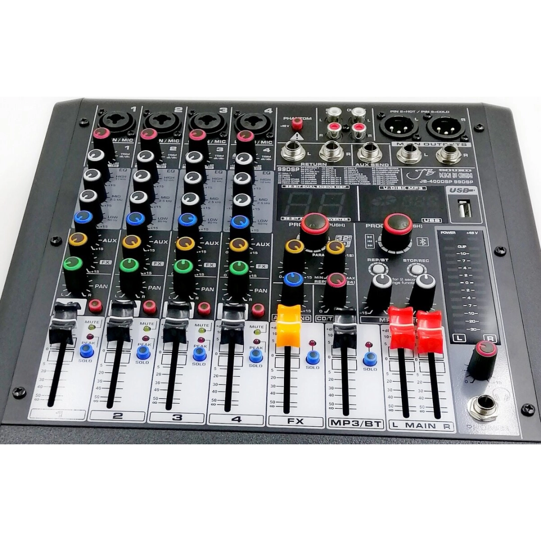 JB-400DSP JB sound Мікшерний пульт 4 канали, процесор ефектів 32-біт, 99DSP JB-400DSP JB sound Мікшерний пульт 4 канали, процесор ефектів 32-біт, 99DSP