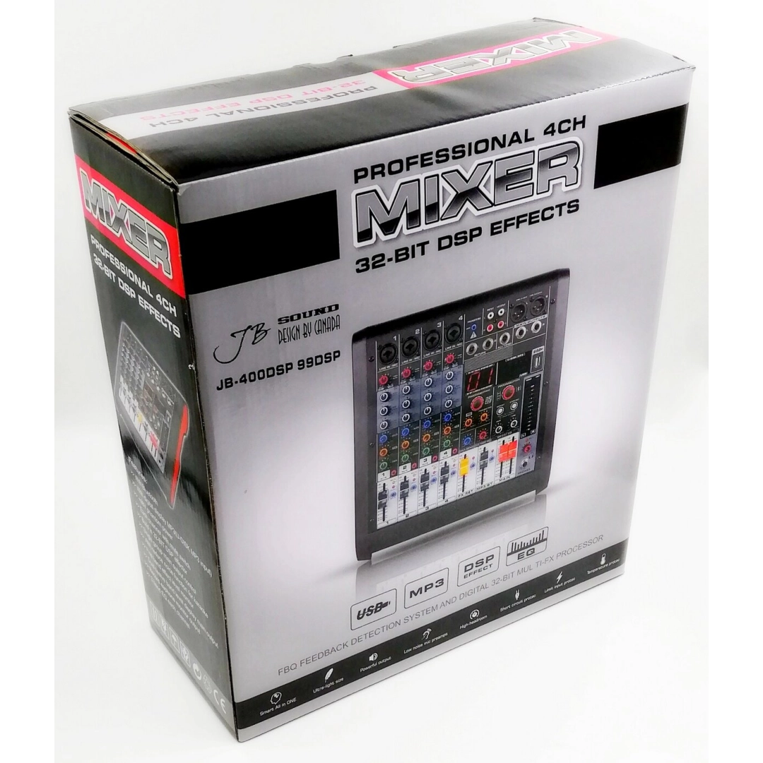 JB-400DSP JB sound Мікшерний пульт 4 канали, процесор ефектів 32-біт, 99DSP JB-400DSP JB sound Мікшерний пульт 4 канали, процесор ефектів 32-біт, 99DSP