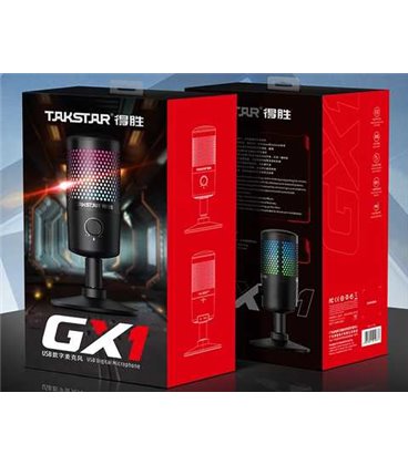 Такстар GX1 USB мікрофон для запису та потокової передачі на ПК та Mac і Андроїд , з RGB ефектами Plug and Play.