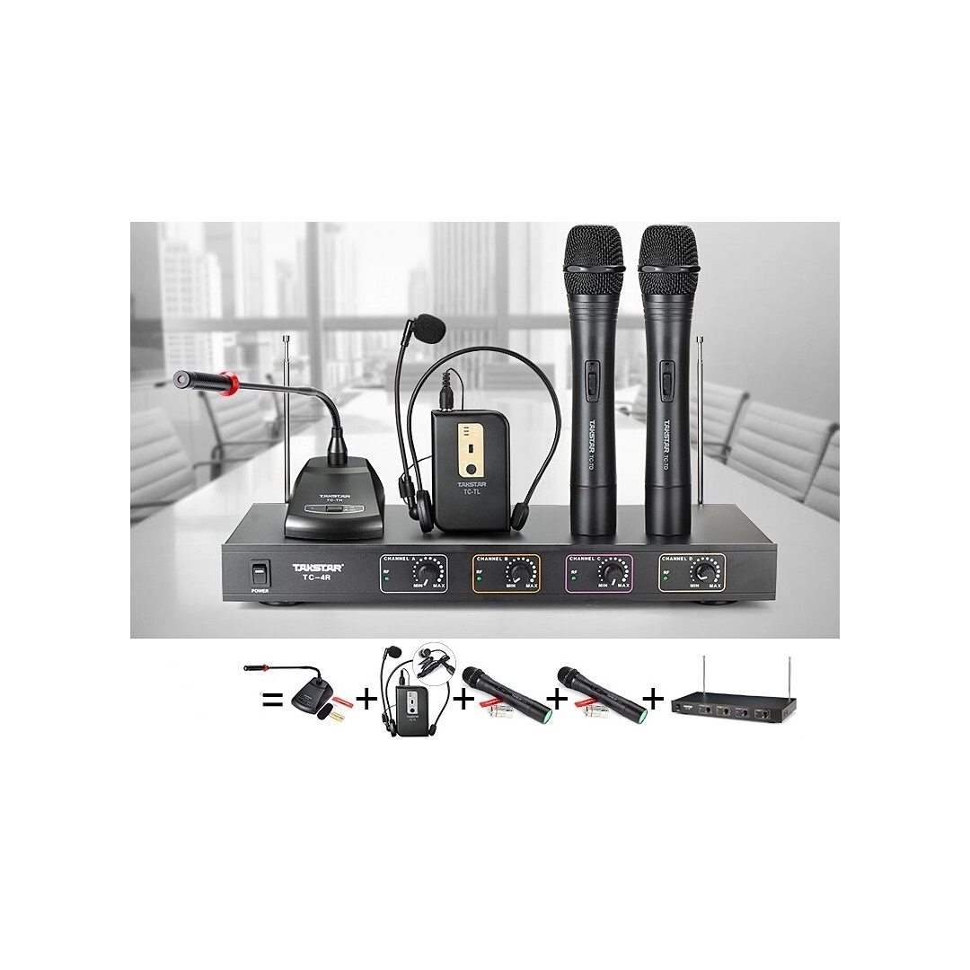 TC4R Takstar Приймач радіосистеми 4х канальний на 4 передавача з вільним вибором конфігурації пристроїв, що підключаються