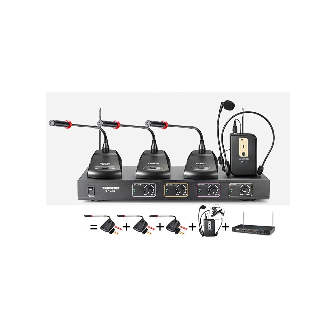 TC4R Takstar Приймач радіосистеми 4х канальний на 4 передавача з вільним вибором конфігурації пристроїв, що підключаються