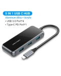 USB-хаб Vention 5 в 1 Type-C-USB-PD 4USB 3.0 87W 4K 30Hz 0.15m Black (TFDHB)