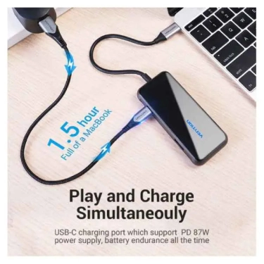 USB-хаб Vention 5 в 1 Type-C-USB-PD 4USB 3.0 87W 4K 30Hz 0.15m Black (TFDHB)