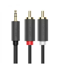 Аудіокабель Ugreen AV102 3.5 mm to 2RCA Audio Cable, 2 m Gray 10510