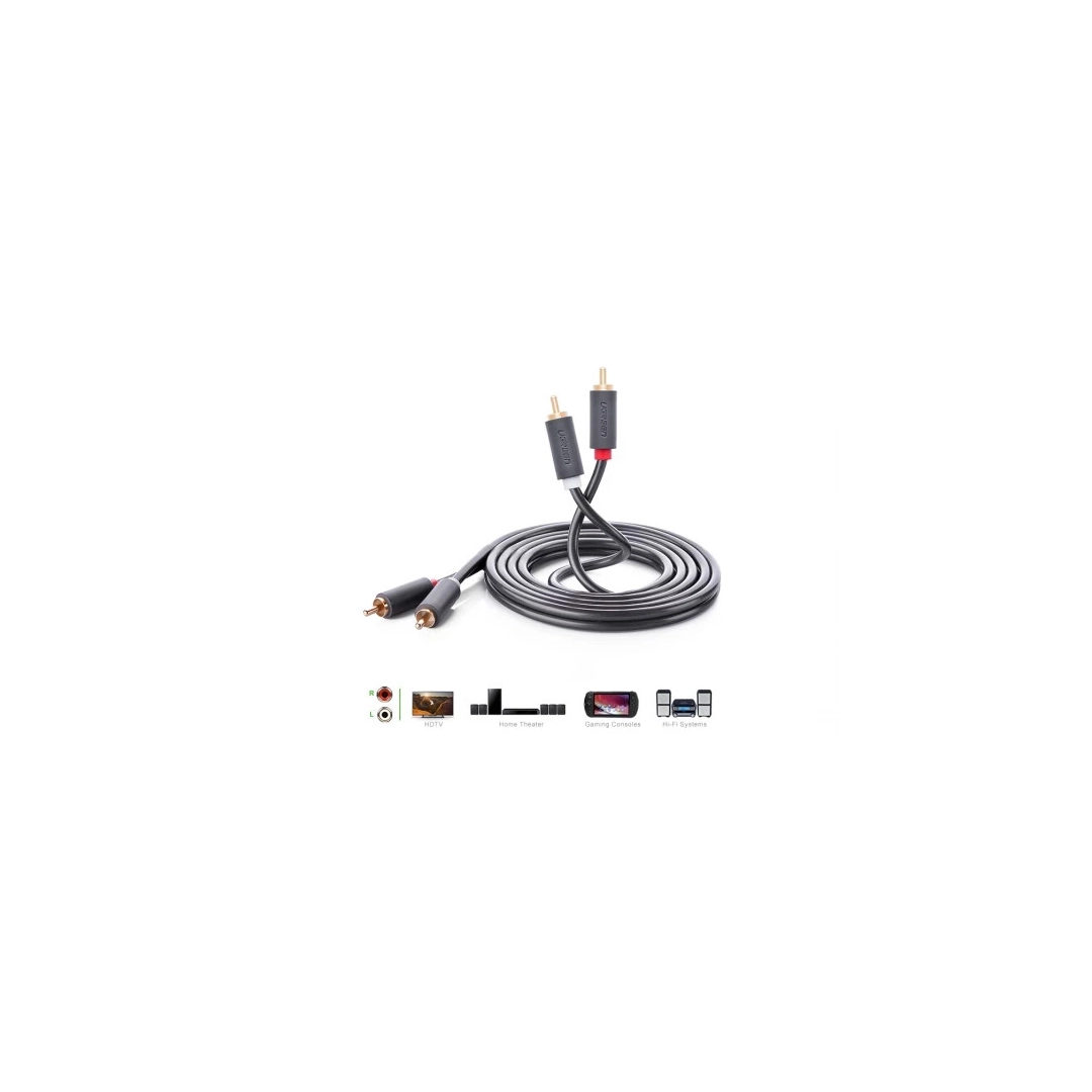 Аудіокабель Ugreen AV104 2RCA to 2RCA Audio Cable, 1 m Black 30747 Аудіокабель Ugreen AV104 2RCA to 2RCA Audio Cable, 1 m Black 30747