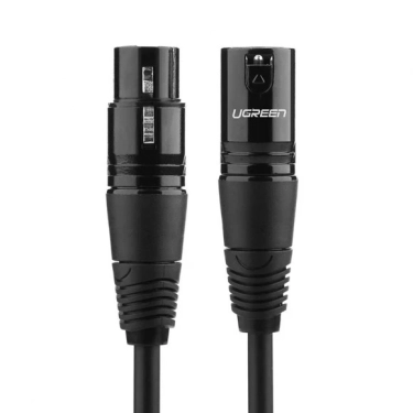 Мікрофонний кабель Ugreen AV130 XLR Male to Female, 3 m Black 20711