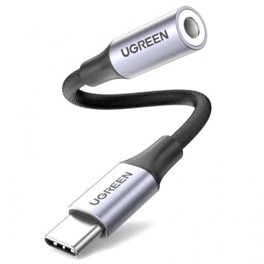 ЦАП та підсилювач Ugreen AV161 USB Type-C Male to 3.5mm Female Audio Cable Braided Aluminum Shell, 10 cm Gray 80154