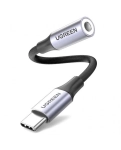 ЦАП та підсилювач Ugreen AV161 USB Type-C Male to 3.5mm Female Audio Cable Braided Aluminum Shell, 10 cm Gray 80154