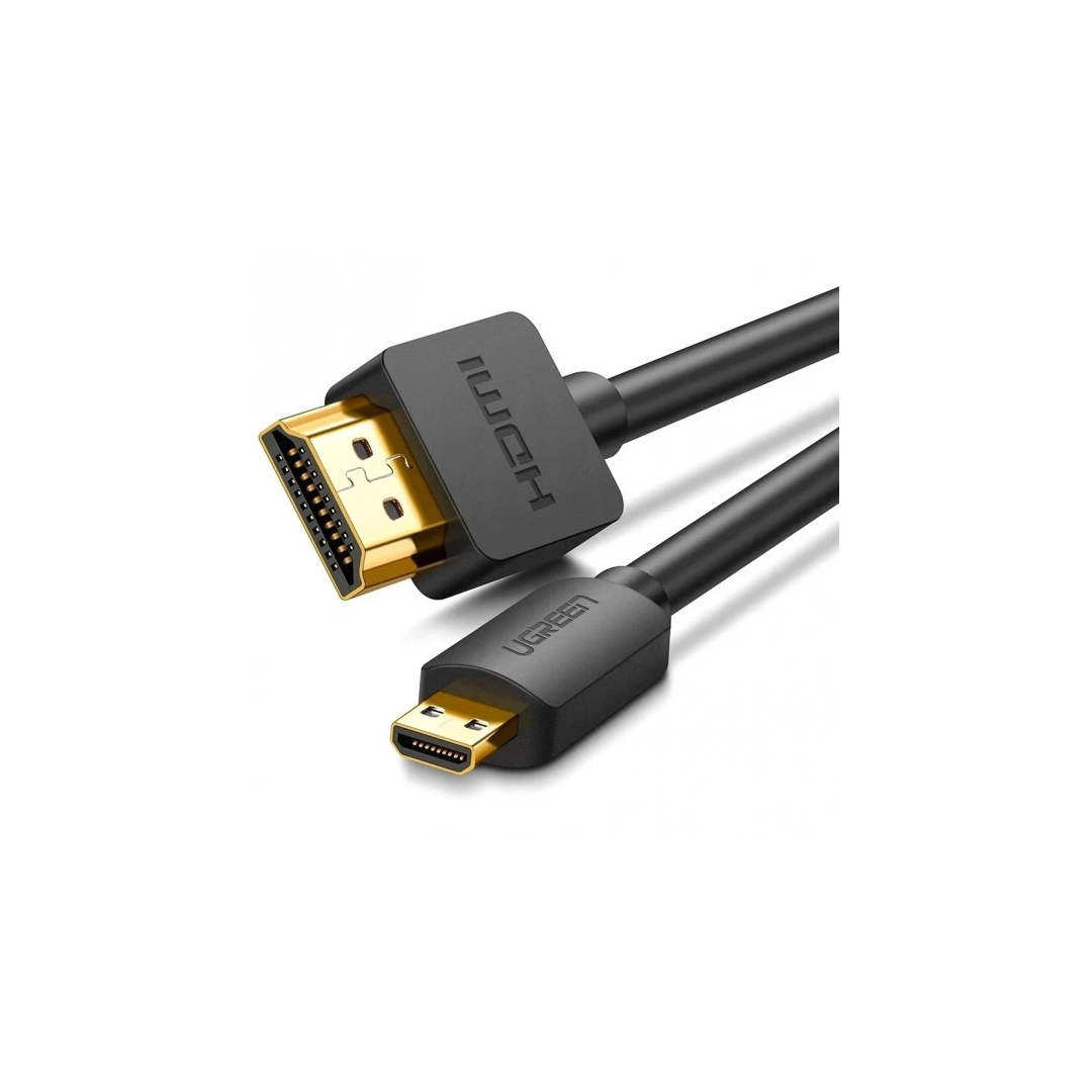 HDMI cable Ugreen HD127 microHDMI to HDMI, 3 m, v2.0 UltraHD 4K-3D Black 30104