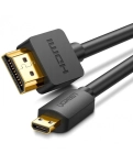 HDMI cable Ugreen HD127 microHDMI to HDMI, 3 m, v2.0 UltraHD 4K-3D Black 30104