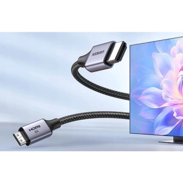 Кабель HDMI Ugreen HD163 miniHDMI to HDMI, 2 m, v2.1 UltraHD 8K-3D Braided Nylon Black 15515