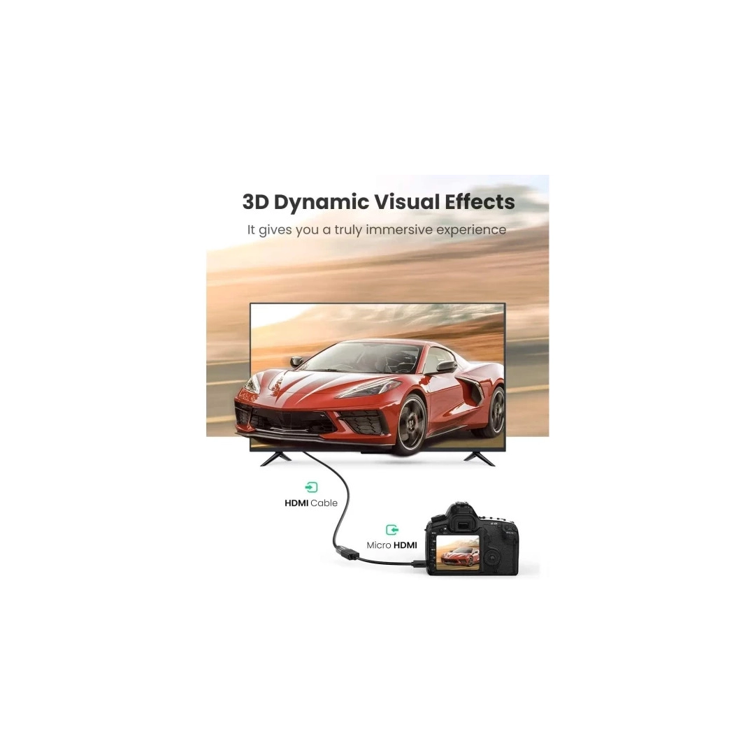 Кабель HDMI Ugreen Micro HDMI До HDMI HDMI Adapter Cable, 22 cm Black 20134