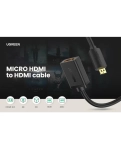 Кабель HDMI Ugreen Micro HDMI До HDMI HDMI Adapter Cable, 22 cm Black 20134