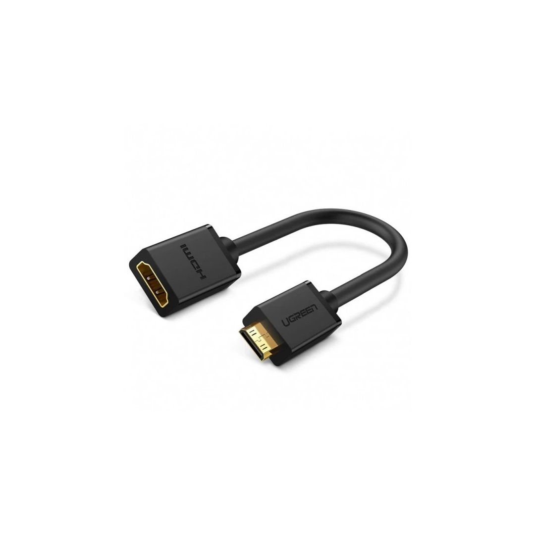 Кабель HDMI Ugreen Mini HDMI Male to HDMI Female Adapter Cable, 22 cm Black 20137