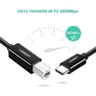 Кабель цифровий Ugreen US241 USB Type-C - USB Type-B, 1 m Black 80811 Кабель цифровий Ugreen US241 USB Type-C - USB Type-B, 1 m Black 80811