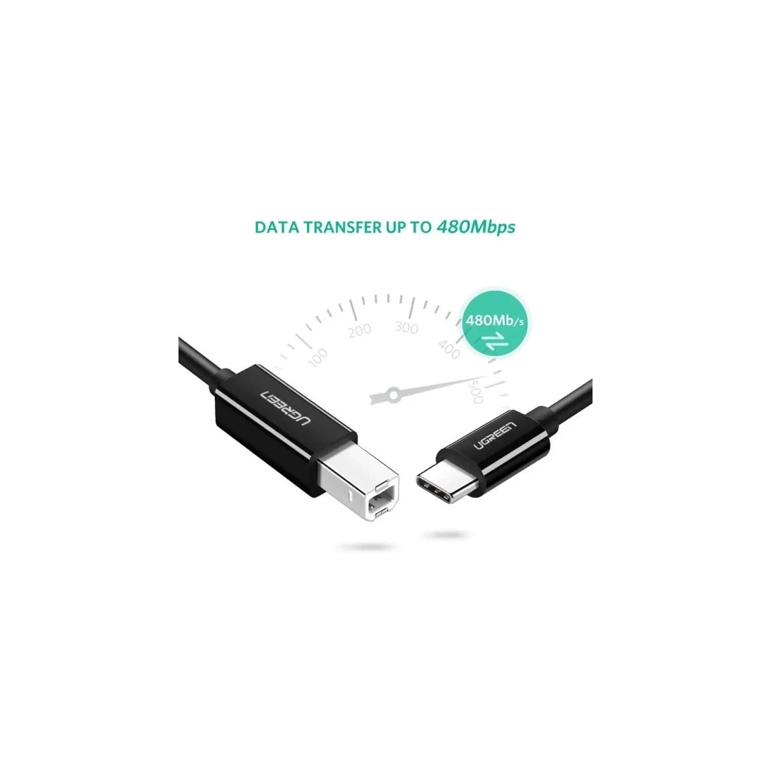 Кабель цифровий Ugreen US241 USB Type-C - USB Type-B, 1 m Black 80811 Кабель цифровий Ugreen US241 USB Type-C - USB Type-B, 1 m Black 80811