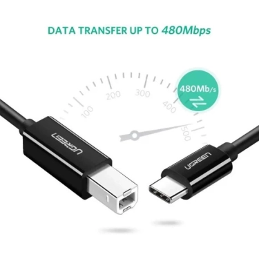 Кабель цифровий Ugreen US241 USB Type-C - USB Type-B, 1 m Black 80811