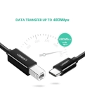 Кабель цифровий Ugreen US241 USB Type-C - USB Type-B, 1 m Black 80811