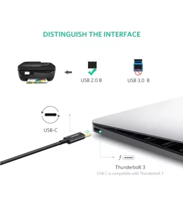 Кабель цифровий Ugreen US241 USB Type-C - USB Type-B, 1 m Black 80811