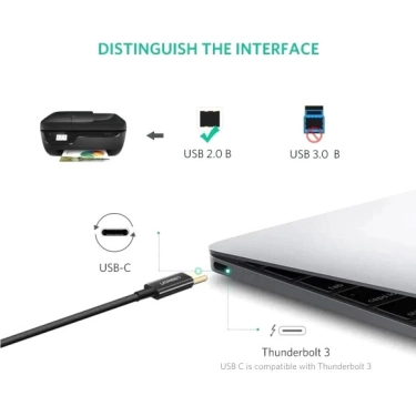 Кабель цифровий Ugreen US241 USB Type-C - USB Type-B, 1 m Black 80811