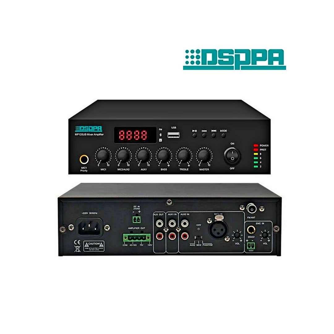 DSPPA MP120UB Mini Digital Mixing Amplifier 120W Class D with USB and  Bluetooth - Main Image
