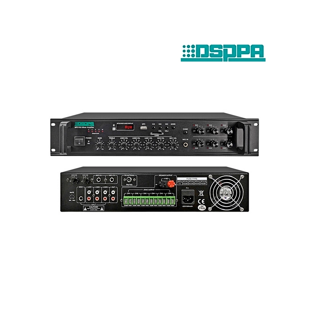 DSPPA MP210U 60Вт 6-зонний підсилювач з USB/SD/FM/Bluetooth