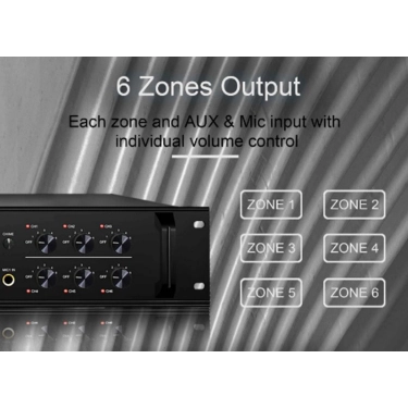 DSPPA MP210U 60Вт 6-зонний підсилювач з USB/SD/FM/Bluetooth