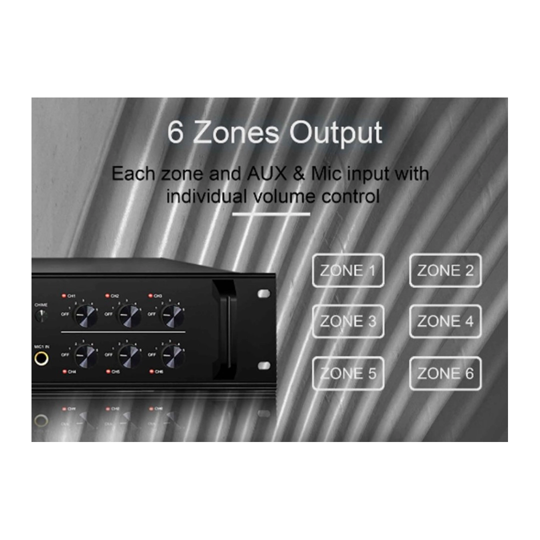 DSPPA MP310U 120Вт 6-зонний підсилювач з USB/SD/FM/Bluetooth