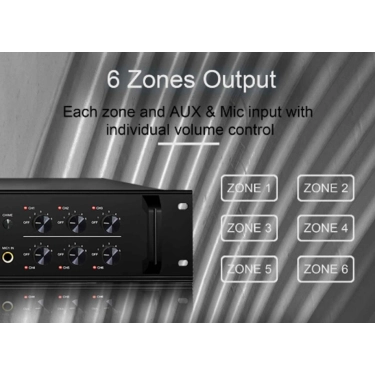 DSPPA MP610U 250Вт 6-зонний підсилювач з USB/SD/FM/Bluetooth
