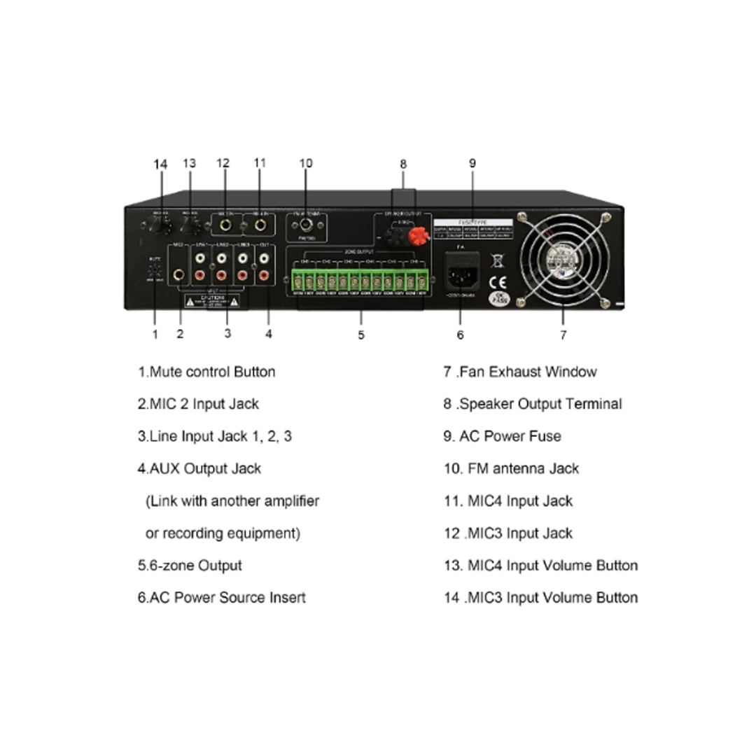 DSPPA MP610U 250Вт 6-зонний підсилювач з USB/SD/FM/Bluetooth DSPPA MP610U 250Вт 6-зонний підсилювач з USB/SD/FM/Bluetooth