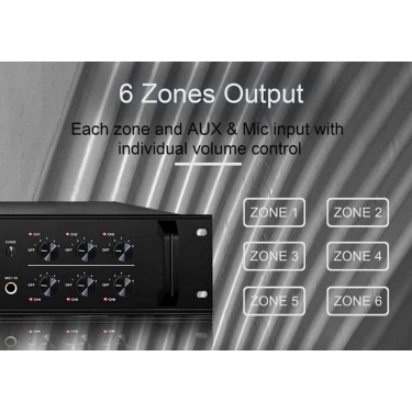 DSPPA MP1010U 350Вт 6-зонний підсилювач з USB/SD/FM/Bluetooth