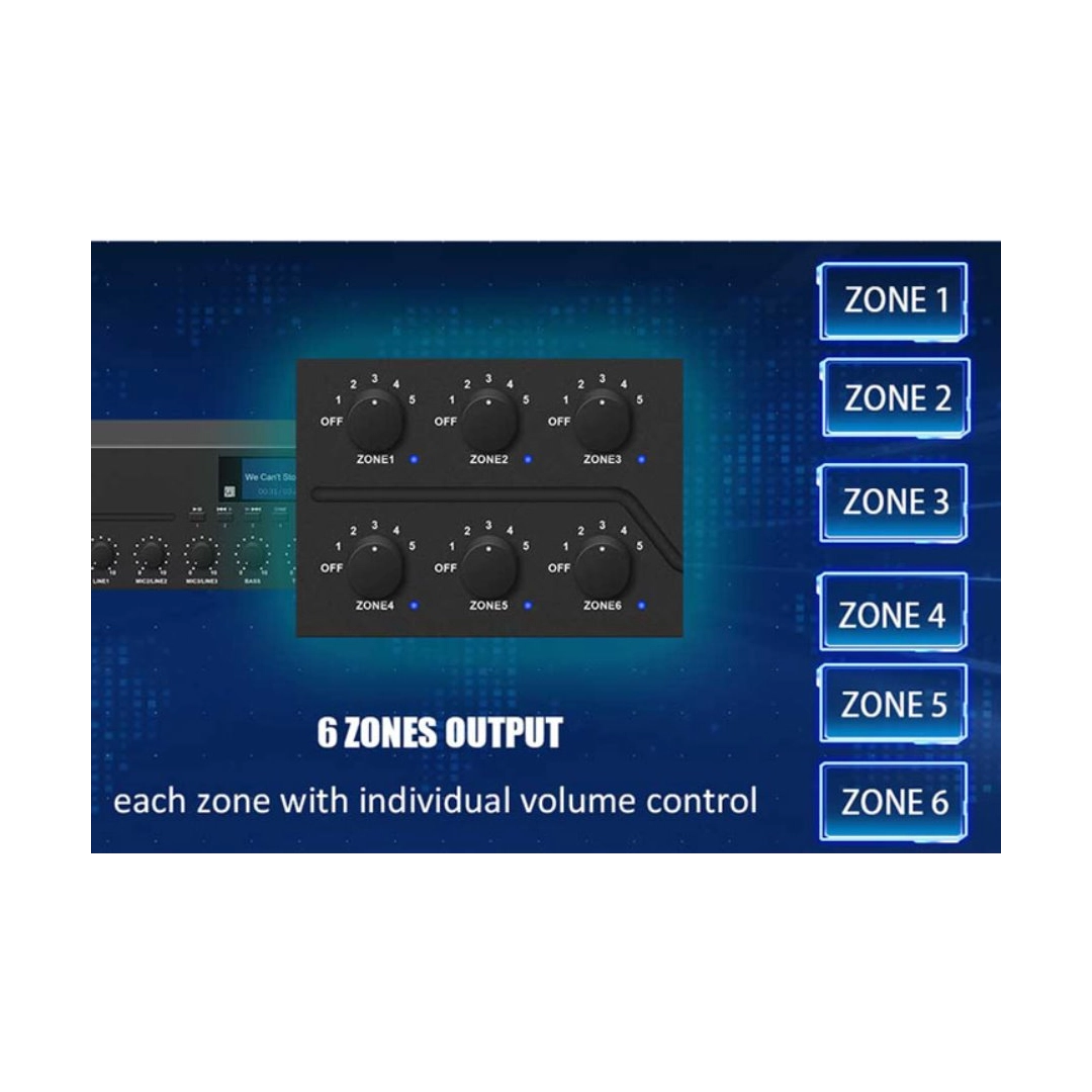 DSPPA DMA6250U 250Вт, 6-зонний цифровий мікшер-підсилювач з віддаленою станцією пейджингу DSPPA DMA6250U 250Вт, 6-зонний цифровий мікшер-підсилювач з віддаленою станцією пейджингу