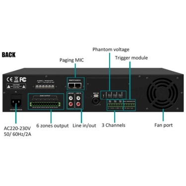 DSPPA DMA6350U 350Вт, 6-зонний цифровий мікшер-підсилювач з віддаленою станцією пейджингу