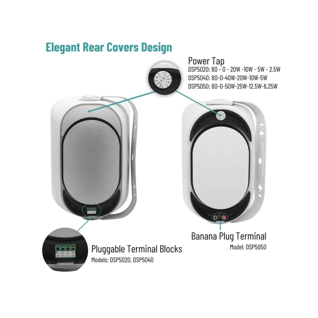 DSPPA DSP5040W 40Вт Водонепроникний вуличний настінний динамік IP65 білого кольору DSPPA DSP5040W 40Вт Водонепроникний вуличний настінний динамік IP65 білого кольору