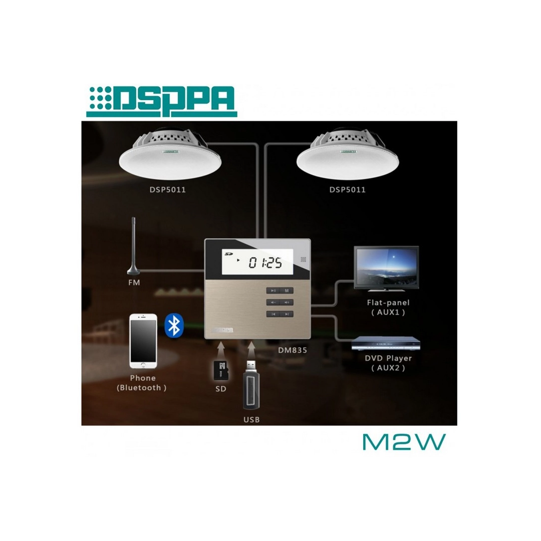 DSPPA M2W – компактна, система з безрамковими, стельовими гучномовцями DSPPA M2W – компактна, система з безрамковими, стельовими гучномовцями